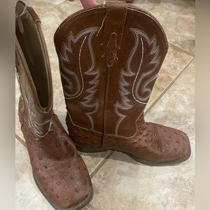 Dressy ostrich print leather little boy Ropers